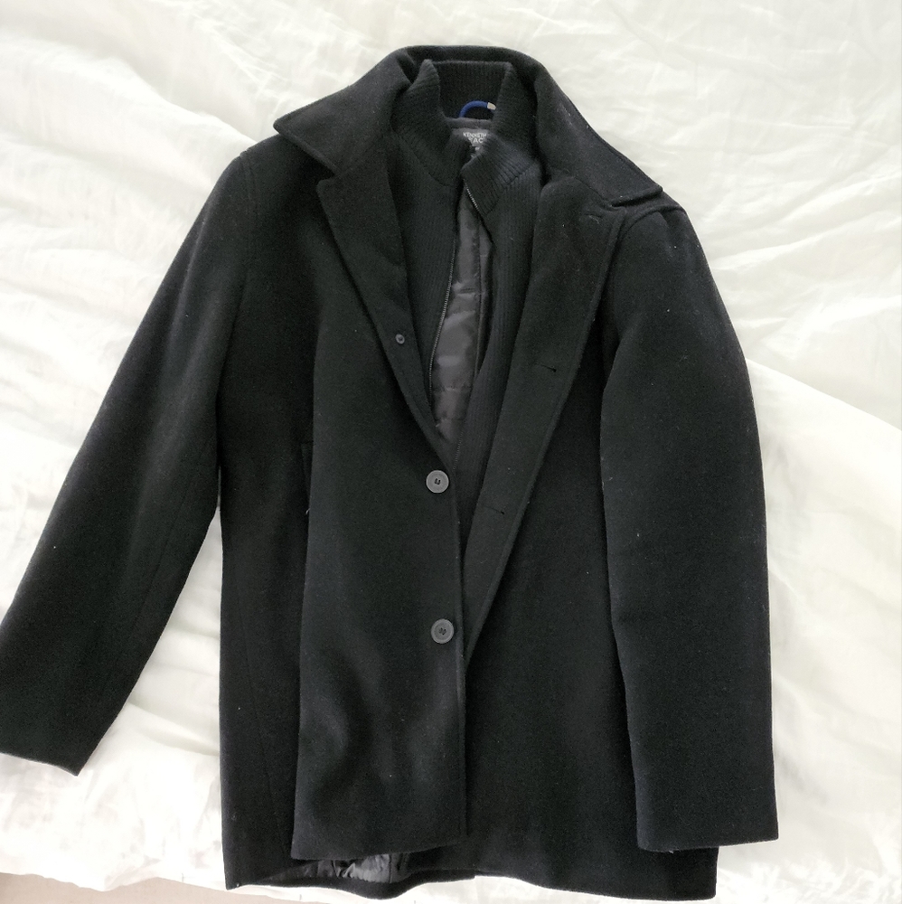 Kenneth Cole Reaction XL wool peacoat sweater zip button closure